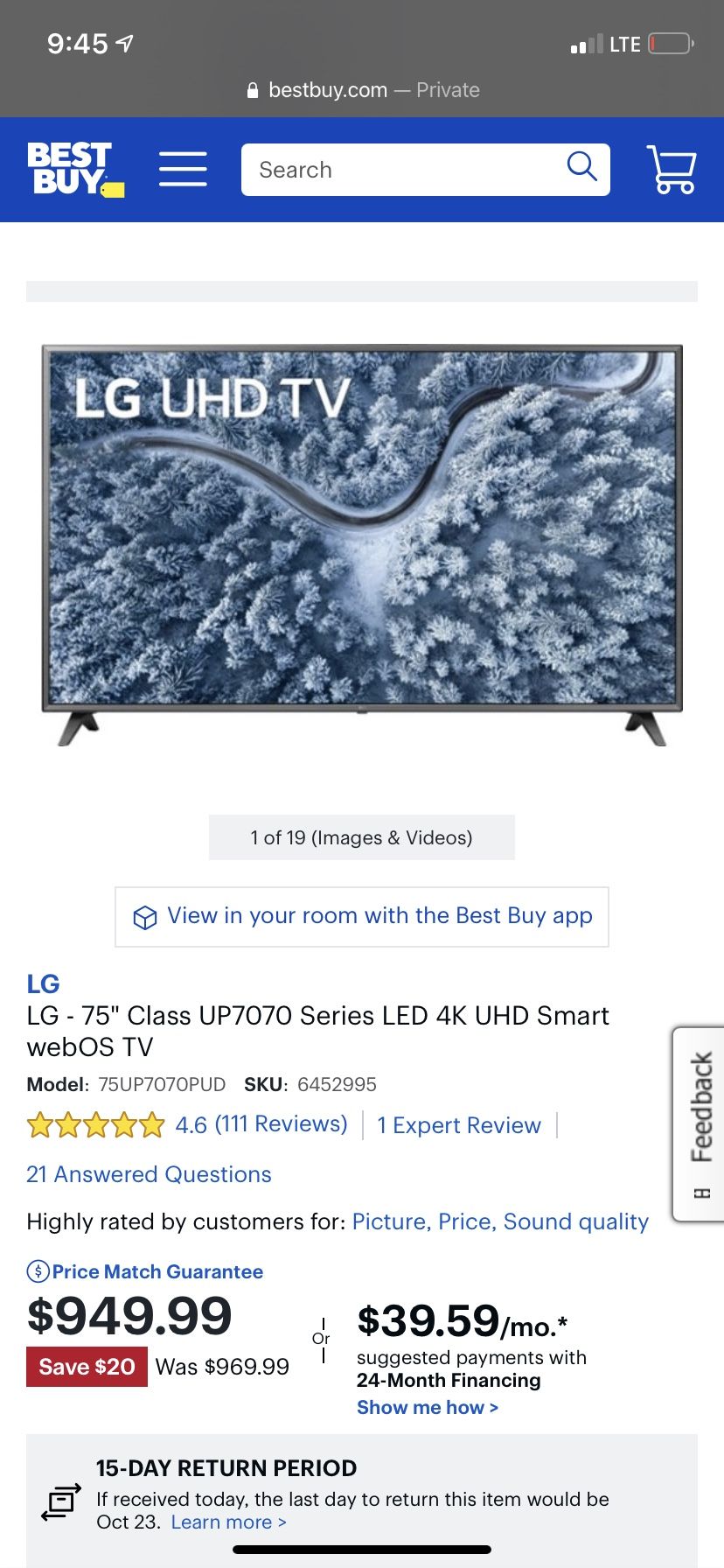 75 Inch Lg Un 7070 Tv 