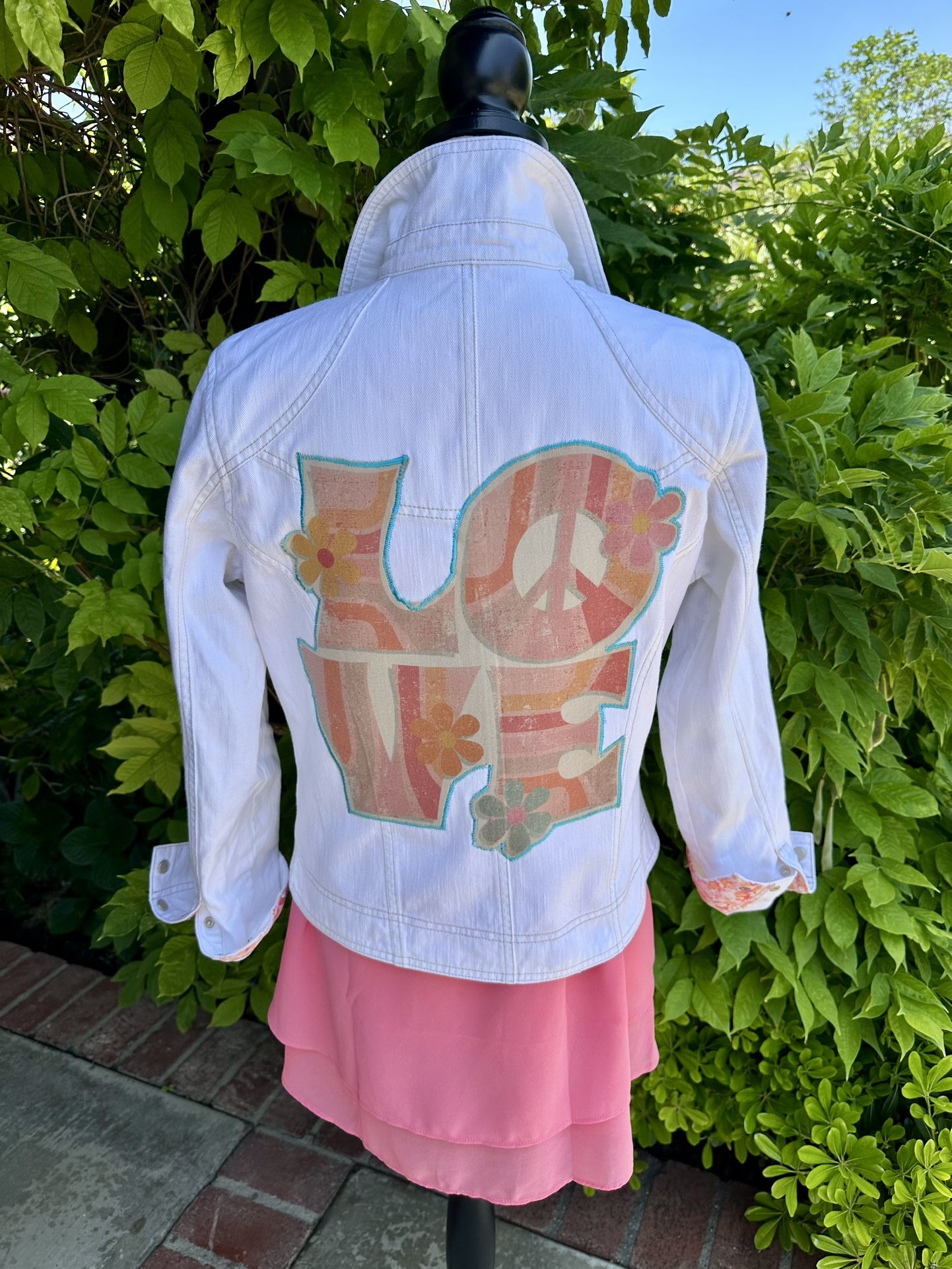 Women's Zip White Jean Jacket made by French Cuff Enhanced-Medium