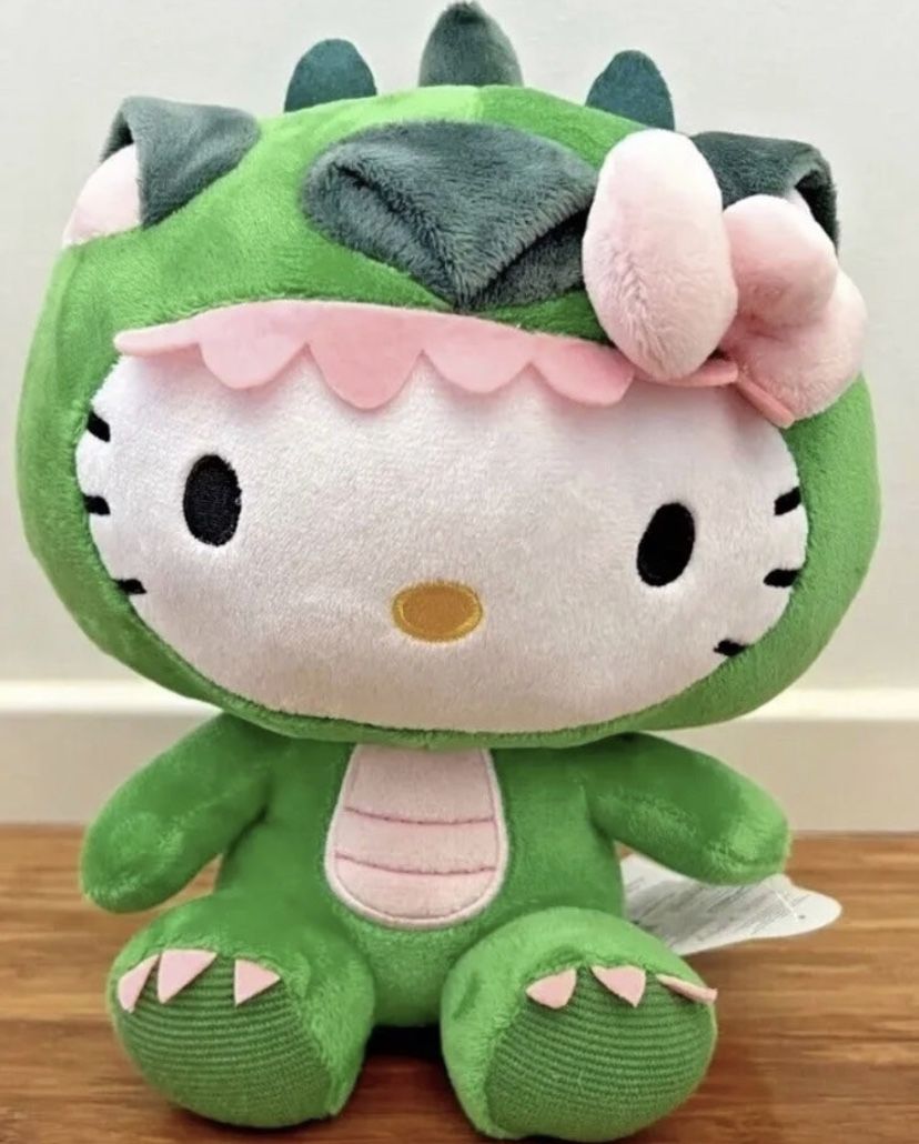 Hello Kitty Plush Rainbow & Dinosaur Costume 9”
