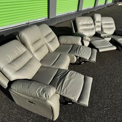 FREE DELIVERY 🚚 AND INSTALLATION - BRAND NEW 🆕 GRAY LEATHER POWER RECLINING SOFA & LOVE SEAT