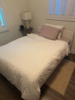 Full White Bed Frame and Mattress