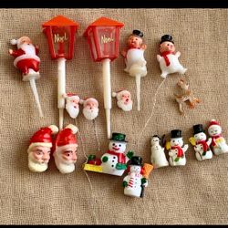 Vintage Christmas Picks Santas, Snowmen Noel Lampposts