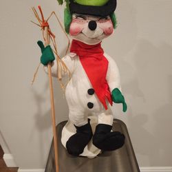 VERY RARE 1971 Vintage Mobilitee Annalee Thorndike  Doll Snowman 21 Inches Tall