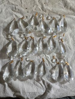 18 Cut Glass 2.5 " Tear Drops