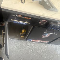 custom work bench with counter top and 10 plug kobalt usb outlet