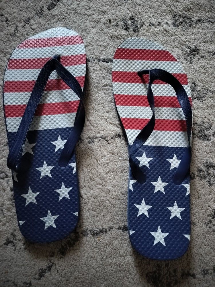 USA Flag Flip Flops – Red White Blue Stars & Stripes – Patriotic Sandals
