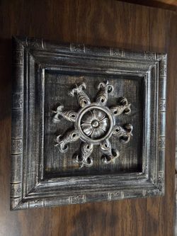Heavy 3d grey flower wall art, 16" × 16"