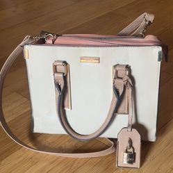 ALDO Structured Satchel Purse – Light Pink & Cream – Gently Used