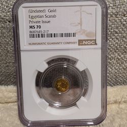 Gold coin. Egyptian Scarab With King Tut 1/200th .999 Gold Coin rare collectible