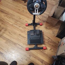 Racing Steering Wheel And Pedal Console