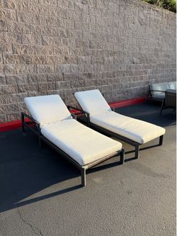 Two Outdoor Lounge Chairs Restoration Hardware