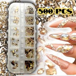 500 pcs 
Gold Champagne Rhinestones Flatback 