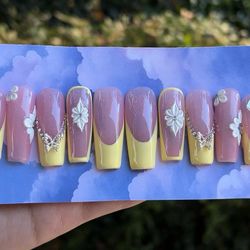 Pastel Yellow Handmade Press On Nails Set