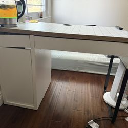 Modern Desk w/ Storage + Wooden Chair – Great Condition