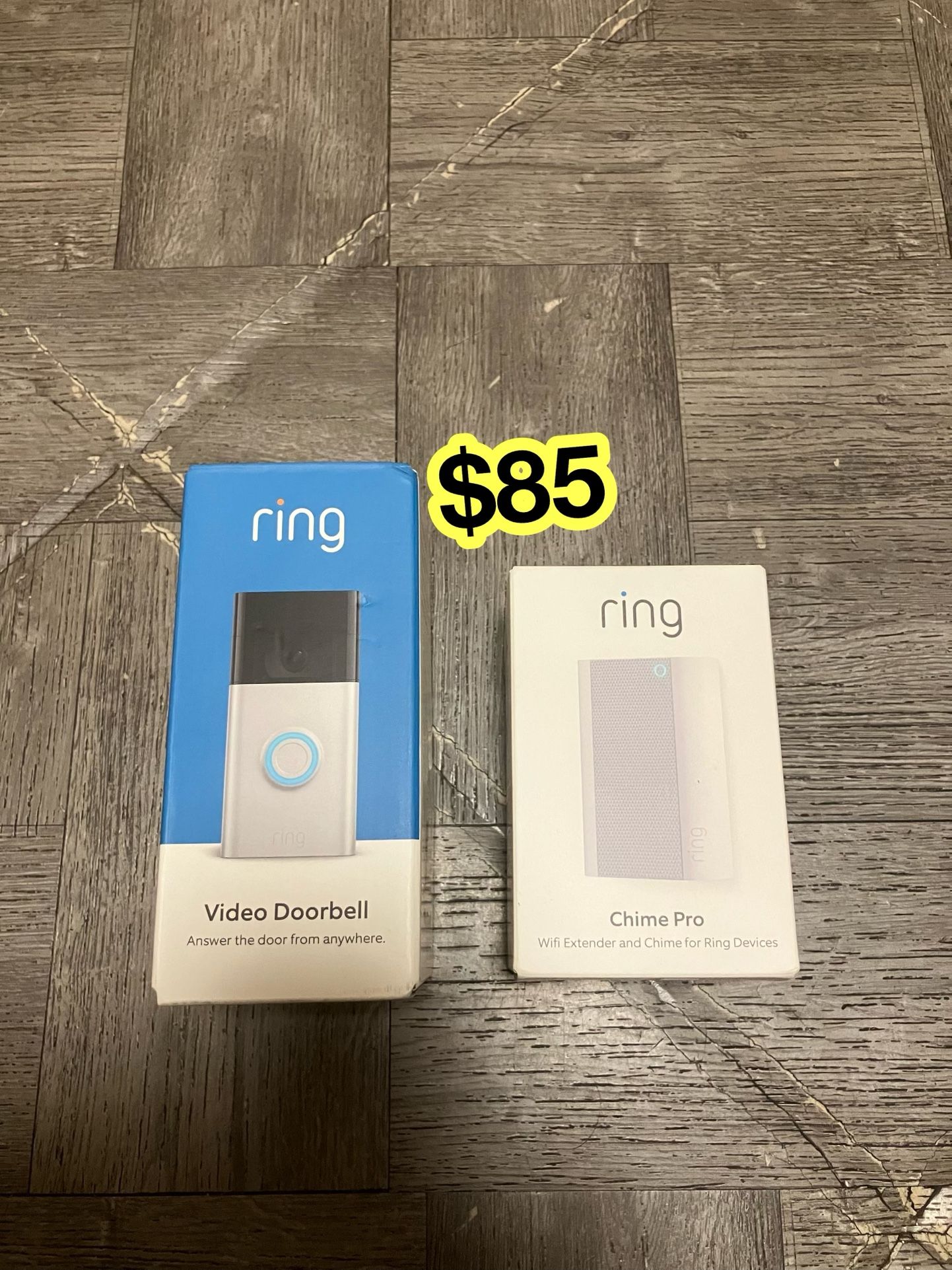 BRAND NEW Ring Video Doorbell - Smart Wireless WiFi Doorbell Camera with Built-in Battery, 2-Way Talk, Night Vision, Satin Nickel