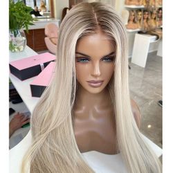 Blonde Baylage Human Hair Lace Frontal Wig 13x8