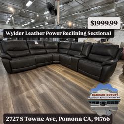 Wylder Leather Power Reclining Sectional 