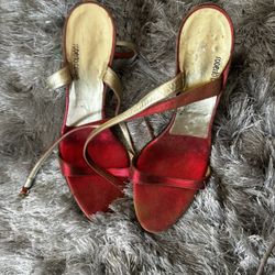  Roberto Cavalli dress shoes strappy sandals sexy red heels Y2K classic two tone
