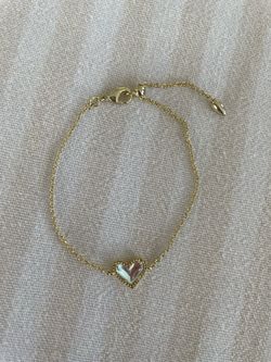 Ari Heart Gold Chain Bracelet in Dichroic Glass