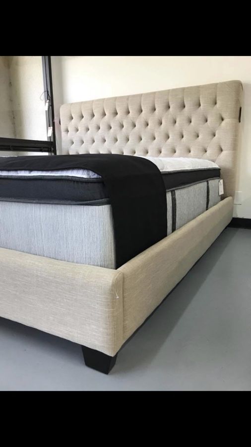 New Oatmeal Cream Bed Frame Twin Full Queen King Cal New Oatmeal Cream Bed Frame Twin Full Queen King Cal Mattress Set Sold Separately Box Spring Required