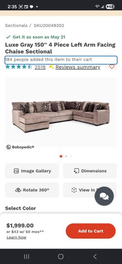 LUXE SECTIONAL 4 PC RIGHT FACING CHAISE