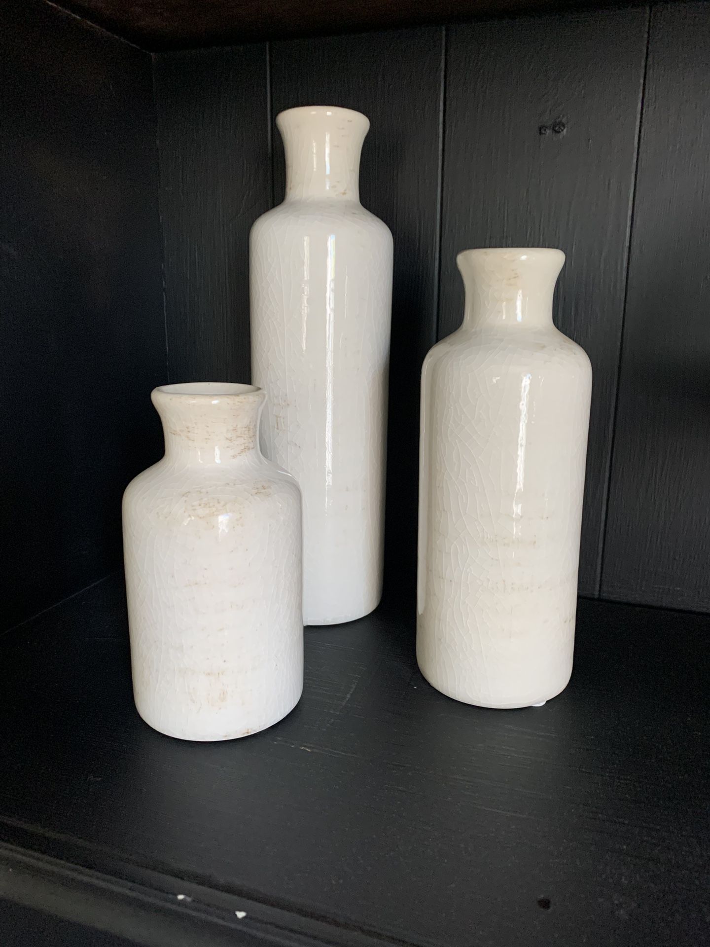 3 Farmhouse Vases 