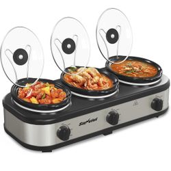 Sunvivi Triple Slow Cooker, Buffet Server and Food Warmer