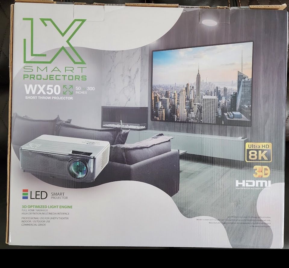 LX Smart Projector & Digital Projector Self Lock Screen Brand New $500