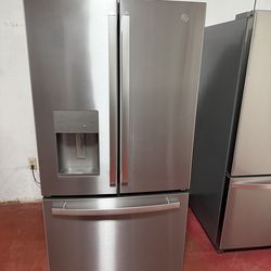 GE 3-door refrigerator with water and ice dispenser, working perfectly. Dimensions: 36 (W) x 35 (D) x 69 (H). Home delivery and installation included 