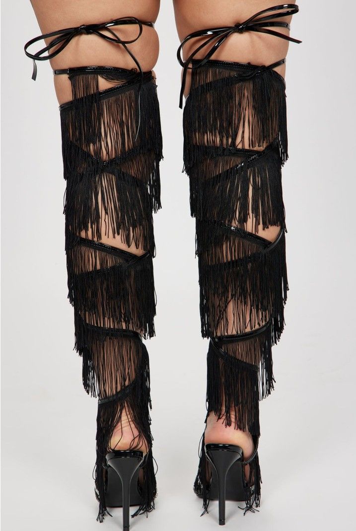 KNEE HIGH FRINGE SEXY STILETTO