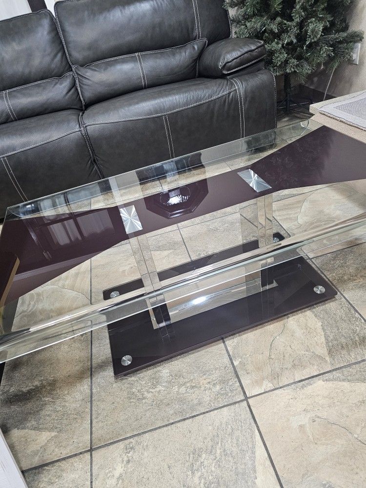 A Glass Coffee Table and A Side Table