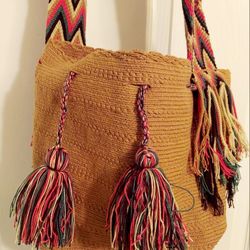 Handmade Crochet Mexican Satchel Purse Tote Bag