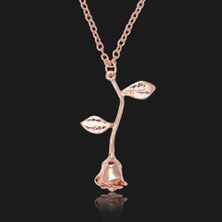 "14K Rose Gold Plated Beautiful Flower Necklace for Women, VP1089