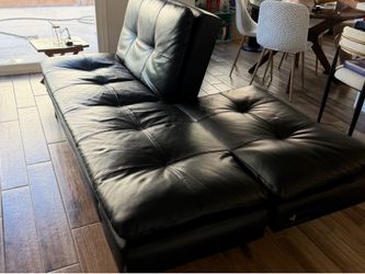 Black Faux Leather Futon Sofa Bed