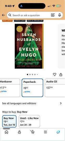 Book (Seven husband of Evelyn Hugo)