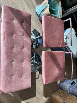 1 Ottoman with 2 adjustable bar stools  can buy chairs and ottoman individually also