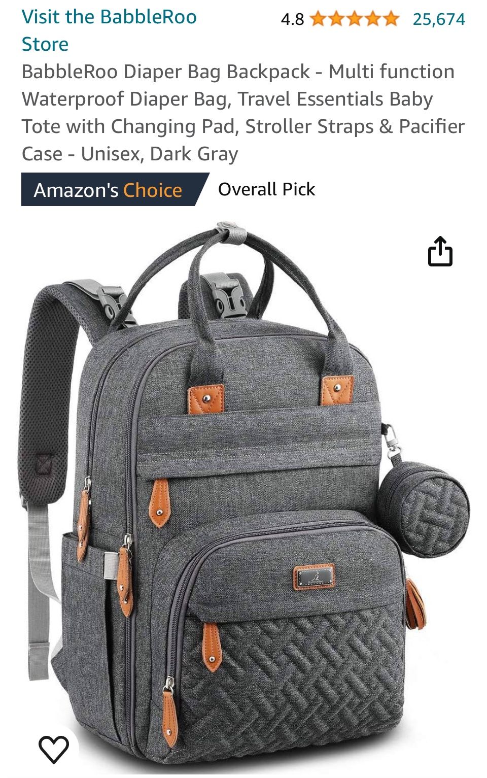 BabbleRoo Diaper Bag Backpack
