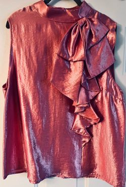 Glamorous Metallic Pink Bow Blouse (Large) – Statement Top