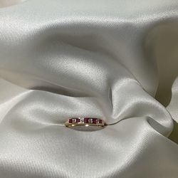 Vintage 9k Gold Rudy & Diamond Ring