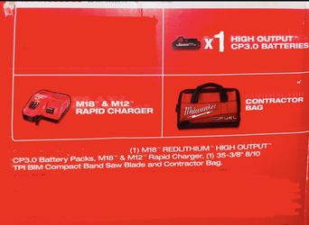 Milwaukee M18 CP3.0 Battery + Rapid Charger + Blade + Bag – Brand New/ Todo Nuevo – $125 (Little Ferry)