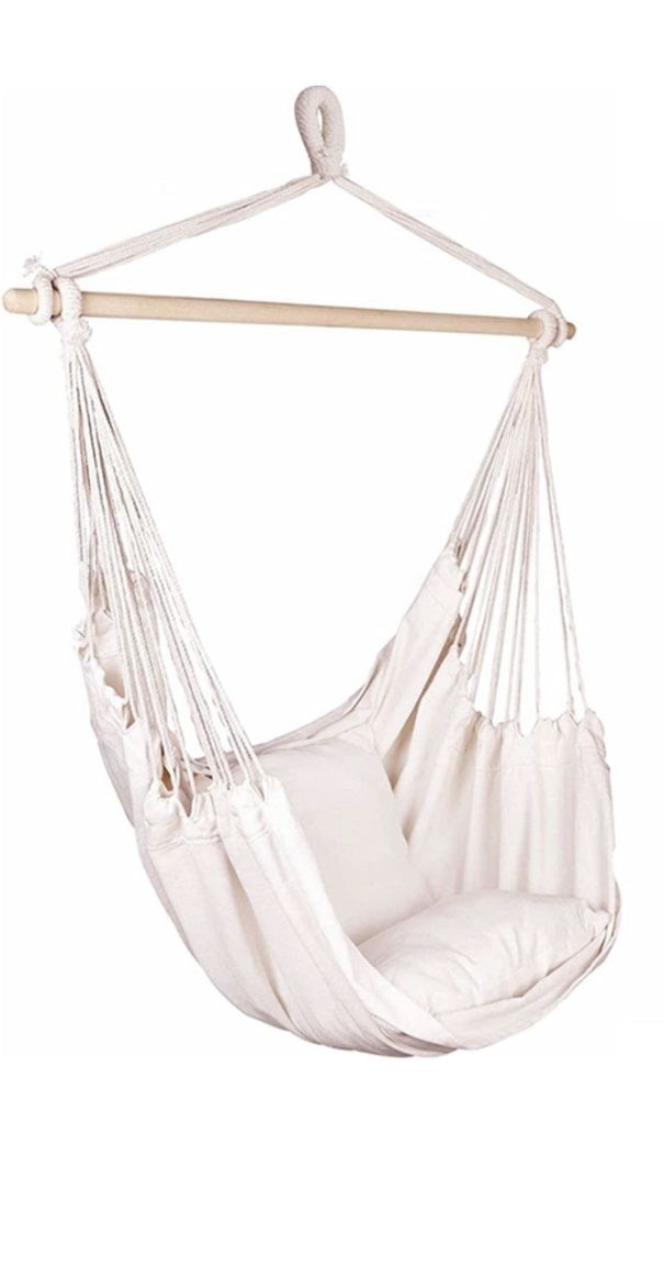 Hanging Rope Hammock Chair Porch Or Indoor Swing Seat With Chain And Mount For Ceiling