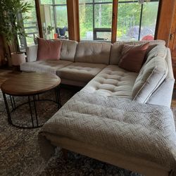 L-shaped West Elm Sectional Couch - Grey