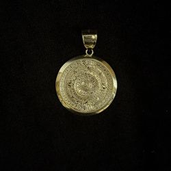 14K Gold Aztec Pendant