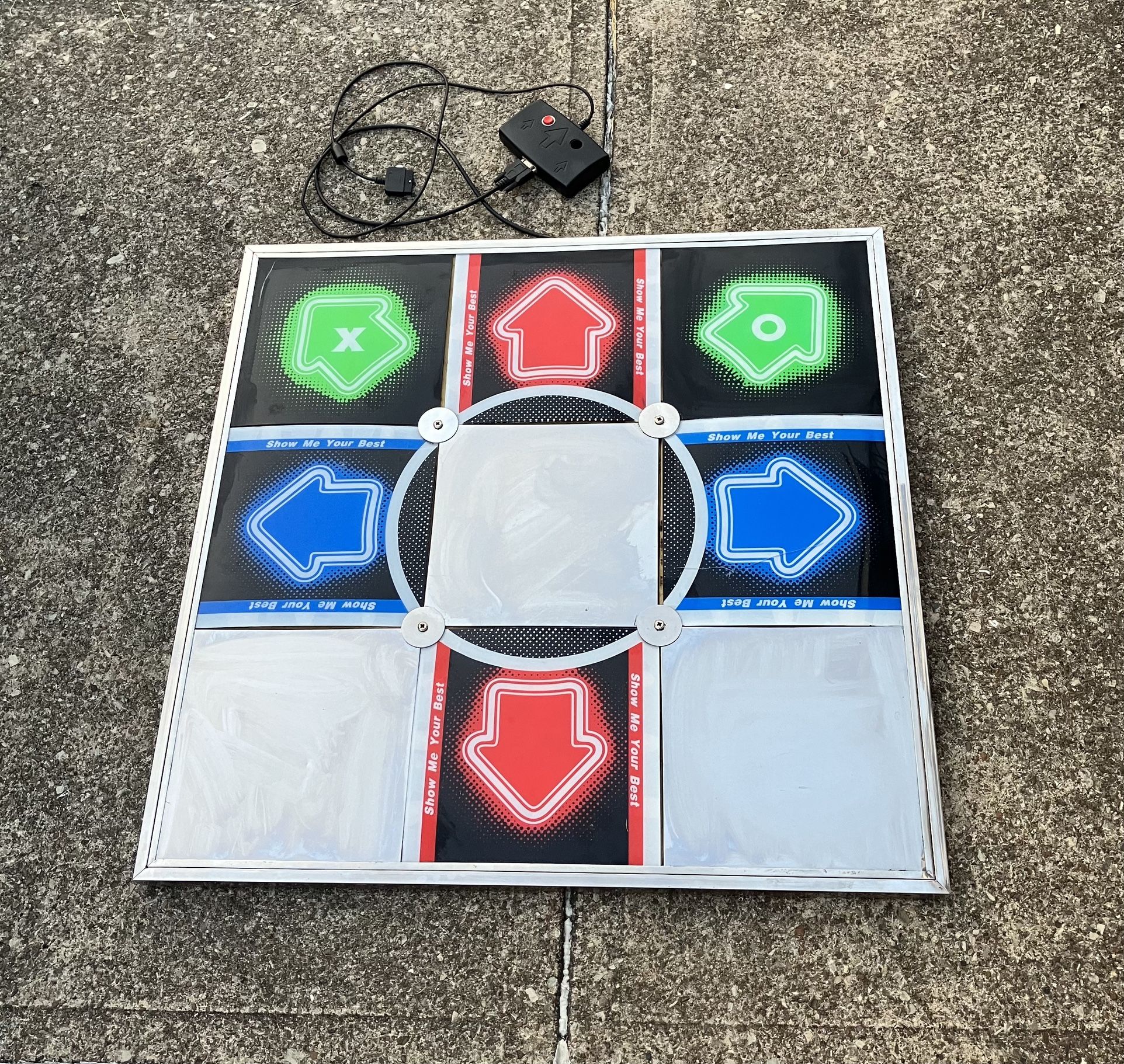 DDR Metal Dance Pad PlayStation 2 PS2 15-Pin Dance Dance Revolution Untested *Parts / Repair* box