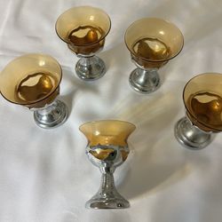 Pewter and Glass Wine Glasses