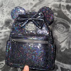 Loungefly Disney Celestial Dreams Black Holographic Sequin Minnie Mini Backpack