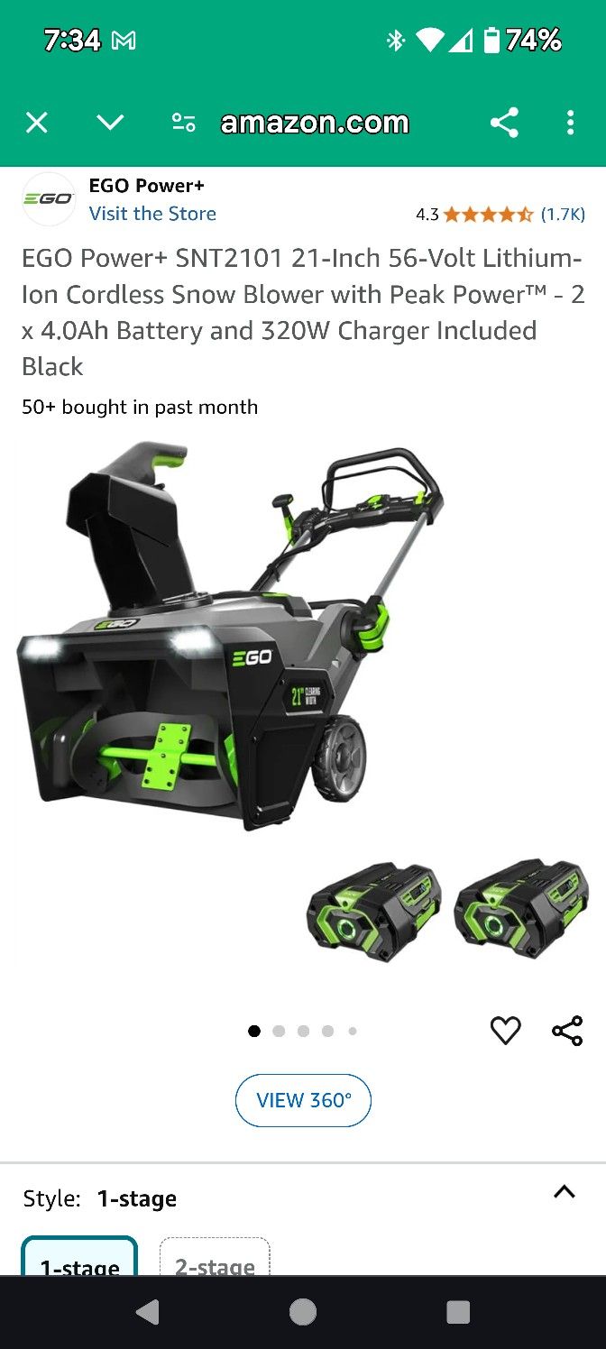 SNT2110 Snowblower Plus Batteries & Charger