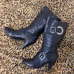 BCBG Black Leather Boots- Sz 9