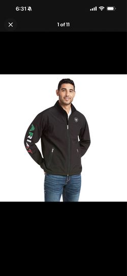 Ariat Men’s XXL Mexico Flag Softshell Jacket Black”