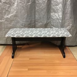 Refinished Shabby Chic Upholstered Wood Bench